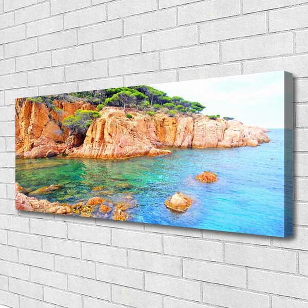 Tablou pe panza canvas Marea Rocky Peisaj Albastru Galben Gri Verde