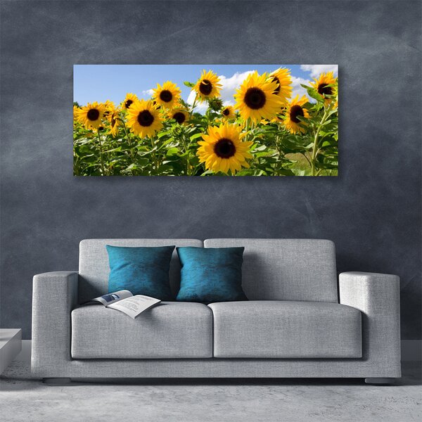 Tablou pe panza canvas Floarea soarelui Floral Brun Galben Verde
