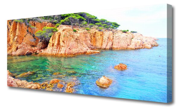 Tablou pe panza canvas Marea Rocky Peisaj Albastru Galben Gri Verde