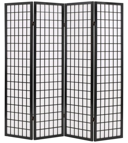 Paravan pliabil cu 3 panouri, 120x170 cm, negru, stil japonez