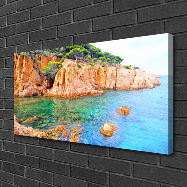 Tablou pe panza canvas Marea Rocky Peisaj Albastru Galben Gri Verde