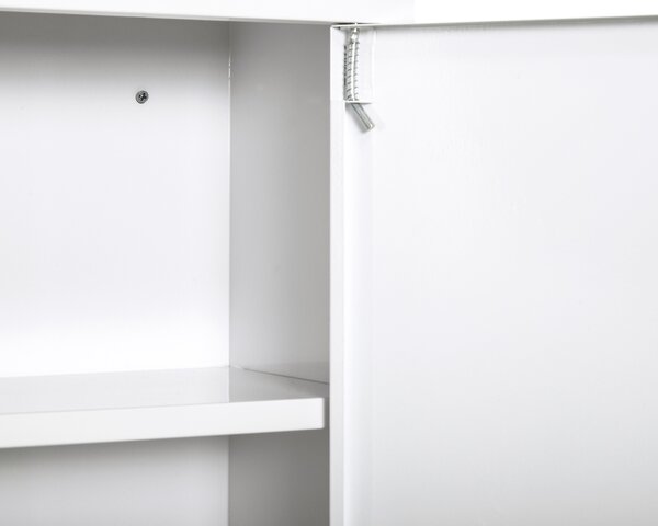 Kleankin Dulap Medicamente Oțel 3 Niveluri 2 Chei Suport Perete 40x18x60cm Alb | Aosom Romania