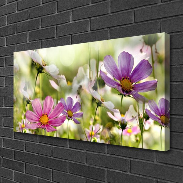 Tablou pe panza canvas Flori Natura Roz Galben Verde