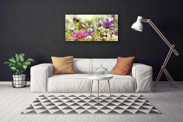 Tablou pe panza canvas Flori Natura Roz Galben Verde