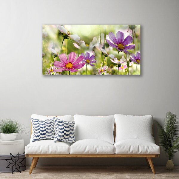 Tablou pe panza canvas Flori Natura Roz Galben Verde