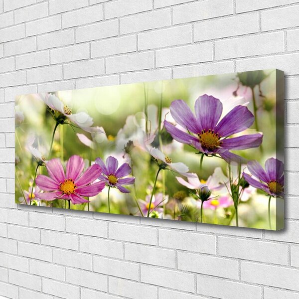Tablou pe panza canvas Flori Natura Roz Galben Verde