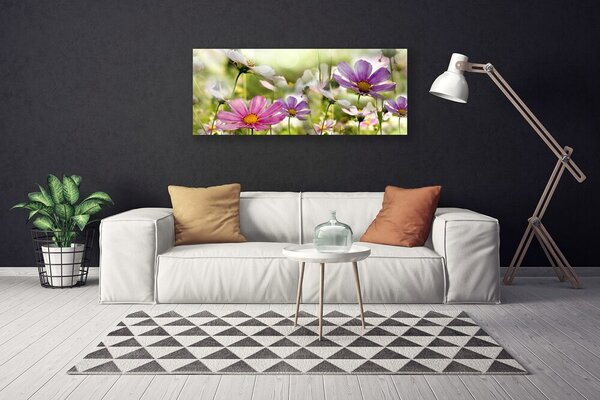Tablou pe panza canvas Flori Natura Roz Galben Verde