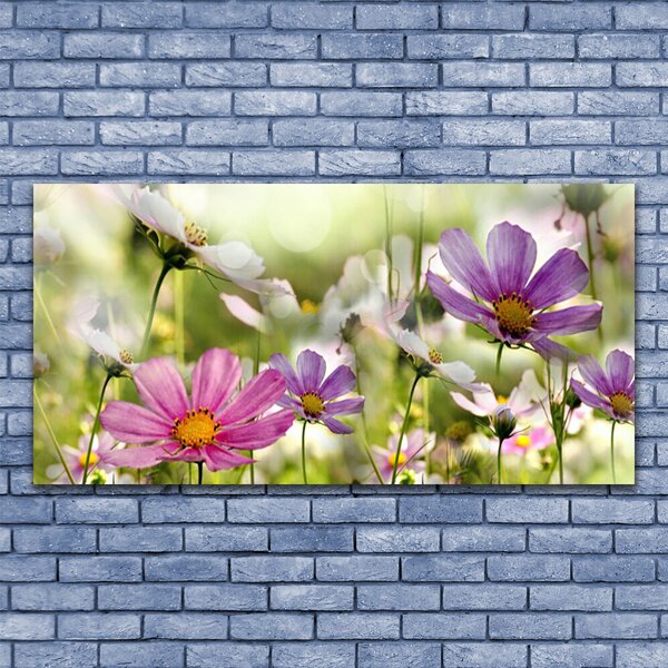 Tablou pe panza canvas Flori Natura Roz Galben Verde
