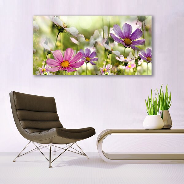 Tablou pe panza canvas Flori Natura Roz Galben Verde
