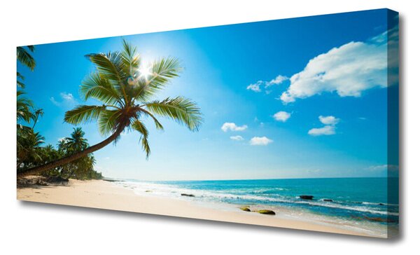 Tablou pe panza canvas Palm Tree Sea Beach Peisaj Maro Verde Albastru