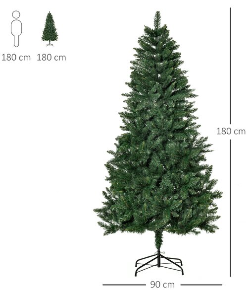 Brad de Craciun artificial rabatabil cu baza detasabila, 724 ramuri, din PVC si otel, decoratiuni de Craciun HOMCOM | Aosom RO