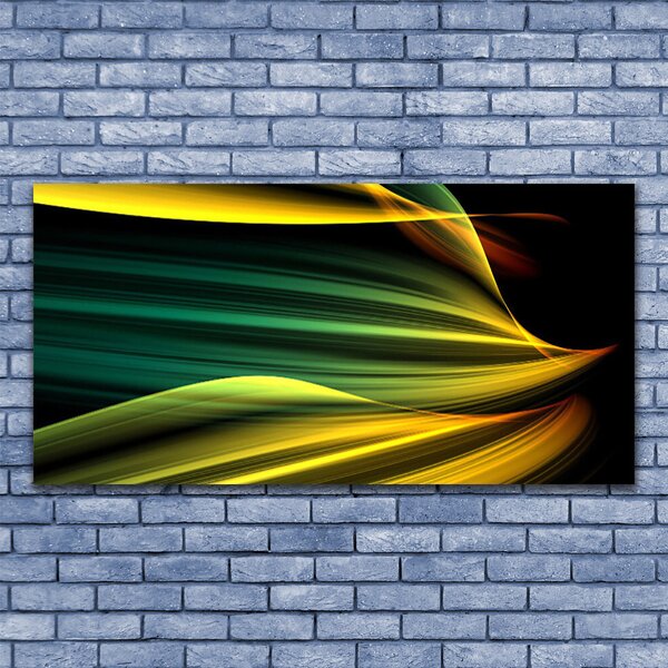 Tablou pe sticla Abstract Art Albastru Galben Negru Verde