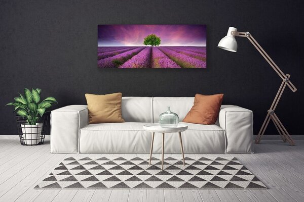 Tablou pe panza canvas Meadow copac Natura Roz Verde Violet