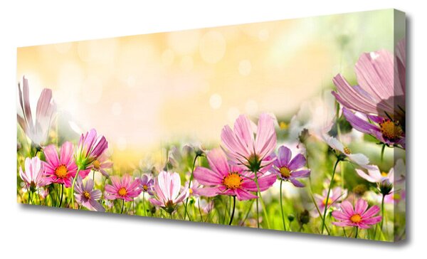 Tablou pe panza canvas Flori Natura Roz Galben Verde
