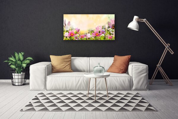 Tablou pe panza canvas Flori Natura Roz Galben Verde