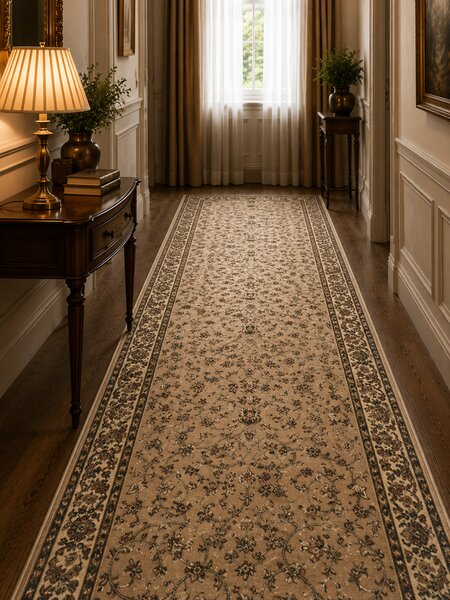 Traversa Hol, Model Clasic 1555 110, Festonata, Latime 100 cm, Crem Bej 100 x 200