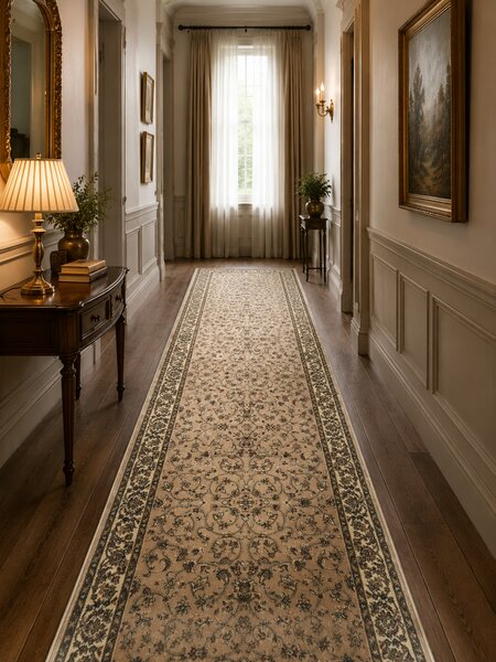 Traversa Hol, Model Clasic 1555 110, Festonata, Latime 100 cm, Crem Bej 100 x 200