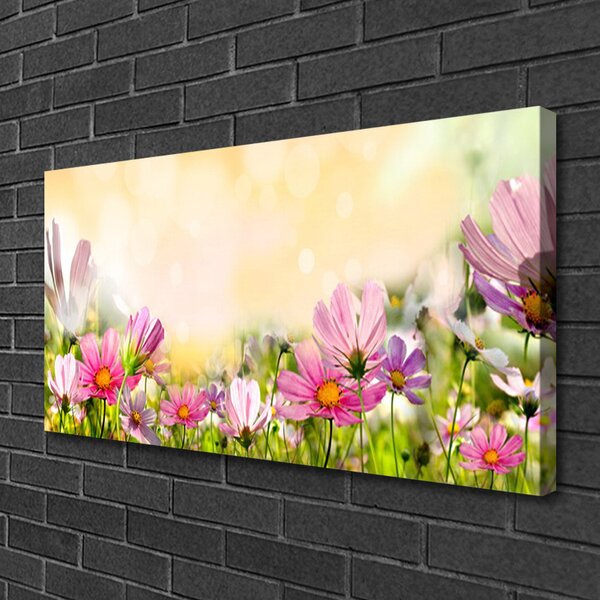 Tablou pe panza canvas Flori Natura Roz Galben Verde
