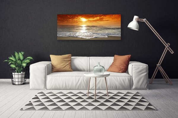 Tablou pe panza canvas Sea Sun Peisaj Alb Galben Gri