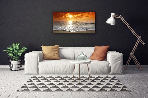 Tablou pe panza canvas Sea Sun Peisaj Alb Galben Gri