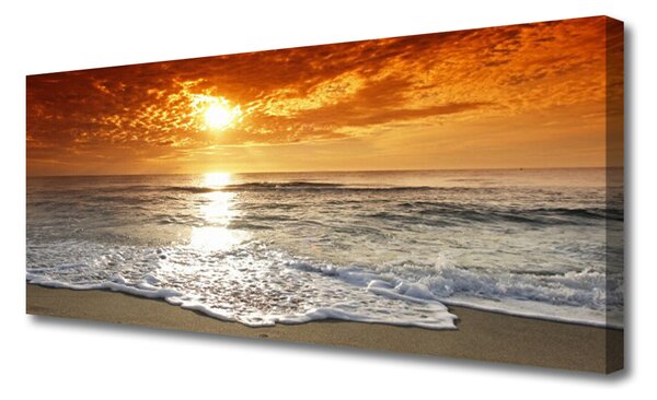 Tablou pe panza canvas Sea Sun Peisaj Alb Galben Gri