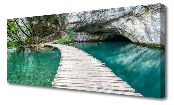 Tablou pe panza canvas Podul Lacul Alb Albastru Arhitectura