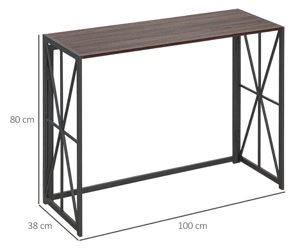 Consolă Modernă HOMCOM cu Cadru Metalic, Design Elegant, Maro, Ideală pentru Sufragerie, Intrare | Aosom Romania