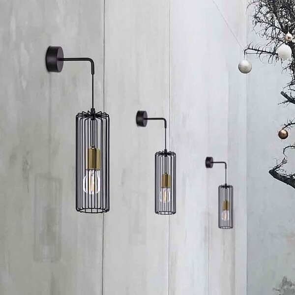 Kaja Gabia lampă de perete 1x60 W negru-auriu K-4939