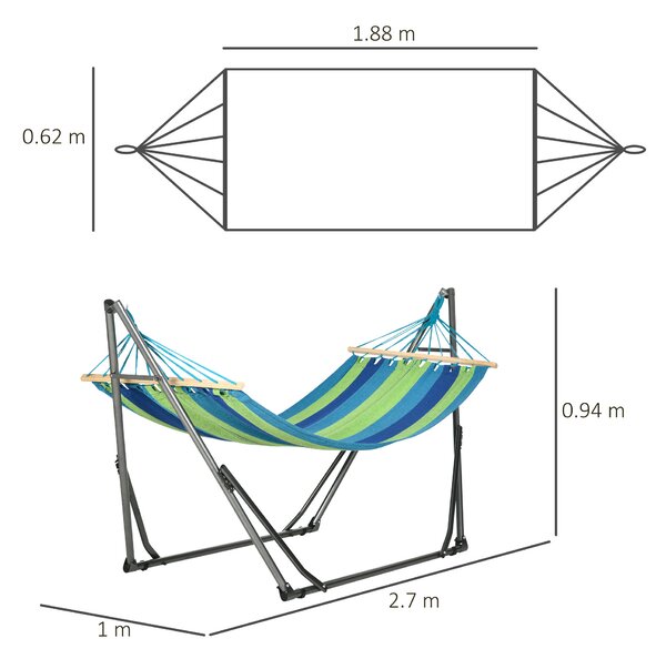Outsunny Hamac pentru Exterior cu Arc cu Suport Curbat, Material din Bumbac Comfortabil si Cadru de Otel, Negru | Aosom Romania
