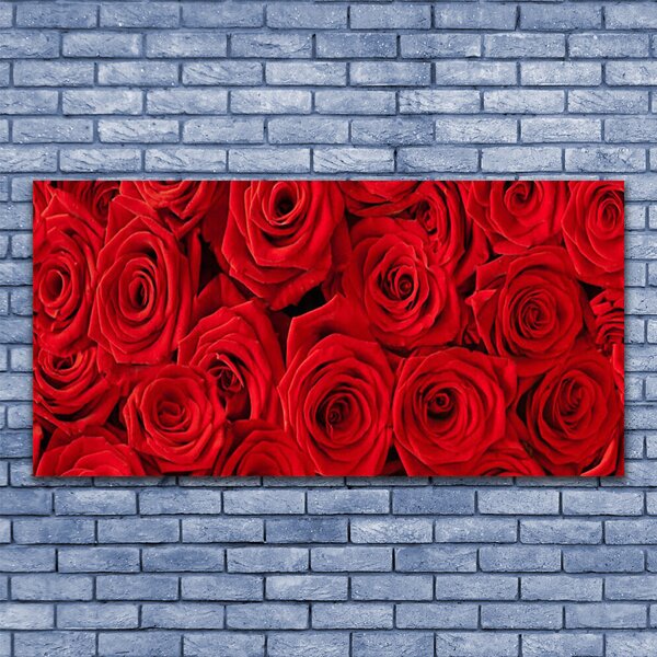 Tablou pe sticla Trandafiri Floral Red