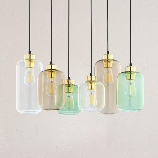 TK Lighting Marco lampă suspendată 6x15 W negru-verde-maro 3328