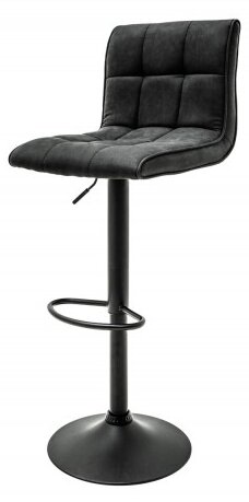 Set 2 scaune bar ajustabile Modena gri inchis din micorofibra si cadru metalic, 90-115 cm