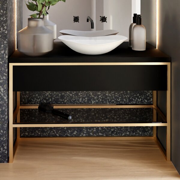 Baltica Design Trine consolă 60x40x75 cm negru-auriu 5904107906355
