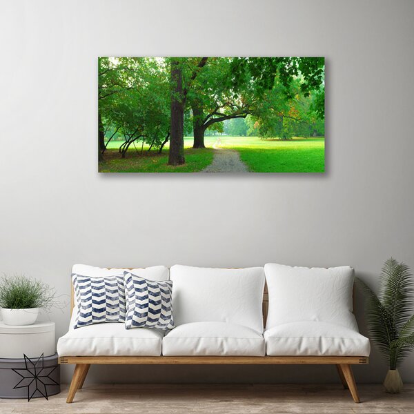 Tablou pe panza canvas Poteca Copaci Natura Brun Verde