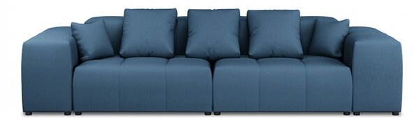 Canapea 3 locuri Margo cu tapiterie din tesatura structurala, albastru inchis