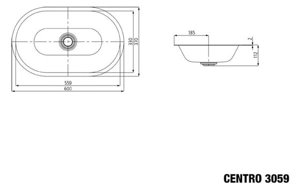 Kaldewei Centro lavoar 61x38 cm ovale sub blat alb luciu 903206003001