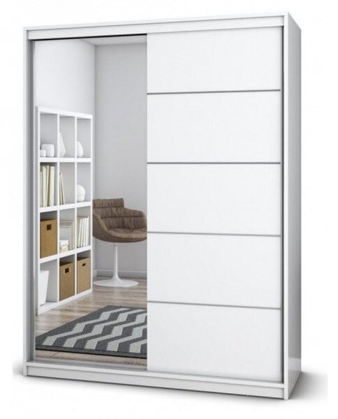 Dulap Deluxe 150x200x61 Cm, Alb Cu Oglinda