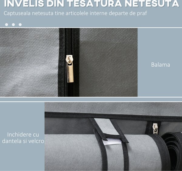 HOMCOM Dulap Portabil din Oțel cu 4 Rafturi 2 Umerase și Ușă Gri Design Compact și Versatil pentru Dormitor sau Hol | Aosom Romania