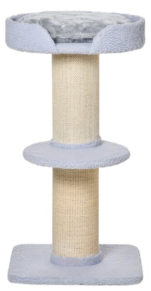 Ansamblu de joaca pentru pisici cu culcus, perna, stalp din franghie de sisal, 45x45x91cm, albastru deschis PawHut | Aosom Romania