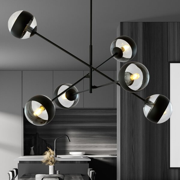 Emibig Linear lampă de tavan 6x10 W negru-transparent 1168/6