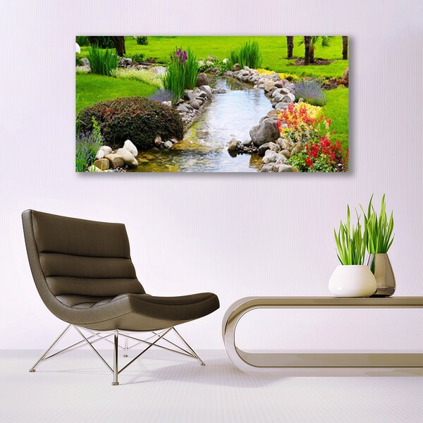 Tablou pe sticla Garden Lake Nature Multi