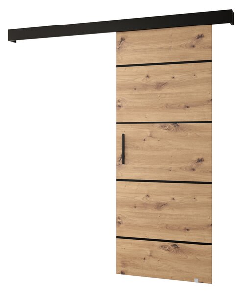 Uși culisante 90 cm Sharlene IV (stejar artisan + negru mat + negru). 1043736