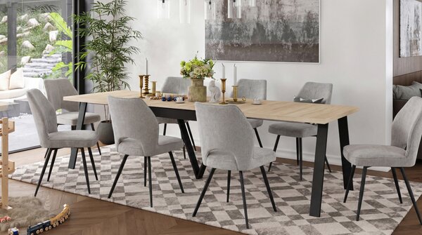 Mazzoni AVERY Stejar Sonoma/picioare negre - MASĂ DE LOFT/INDUSTRIALĂ PENTRU SALON/SUFRAGERIE EXTENSIBILĂ - 2 MĂRIMI!