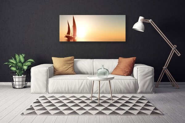Tablou pe panza canvas Barca Peisaj Galben Maro