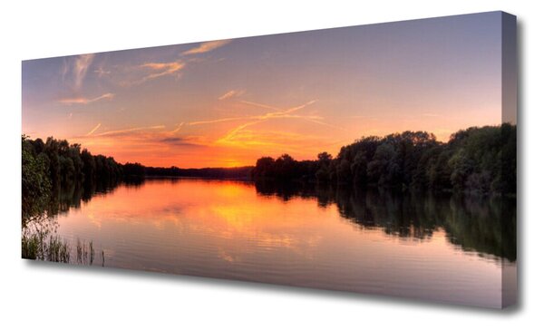 Tablou pe panza canvas Lake Forest Peisaj galben GreenGrey