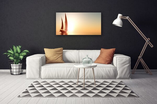 Tablou pe panza canvas Barca Peisaj Galben Maro