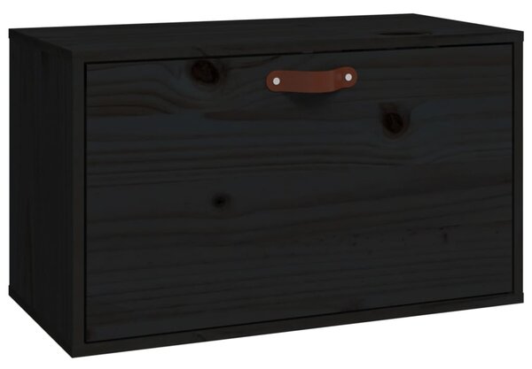 Dulap de perete, negru, 60x30x35 cm, lemn masiv de pin