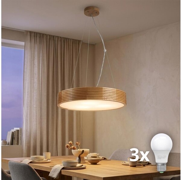 Brilagi - Lustră LED pe cablu CARVALHO MODERN 3xE27/60W/230V stejar diam. 47,5 cm