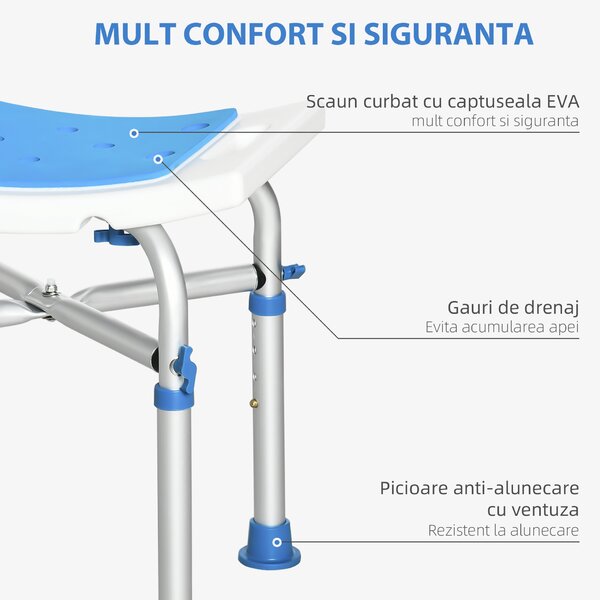 Scaun de dus pentru persoane in varsta HOMCOM, reglabil pe inaltime cu spatar si brate captusite, alb | Aosom Romania