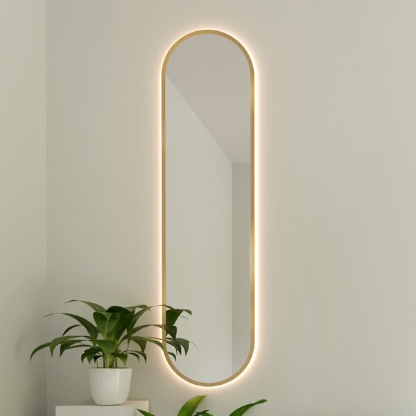 Baltica Design Tiny Border Pastille oglindă 50x100 cm oval cu iluminare auriu 5904107928982
